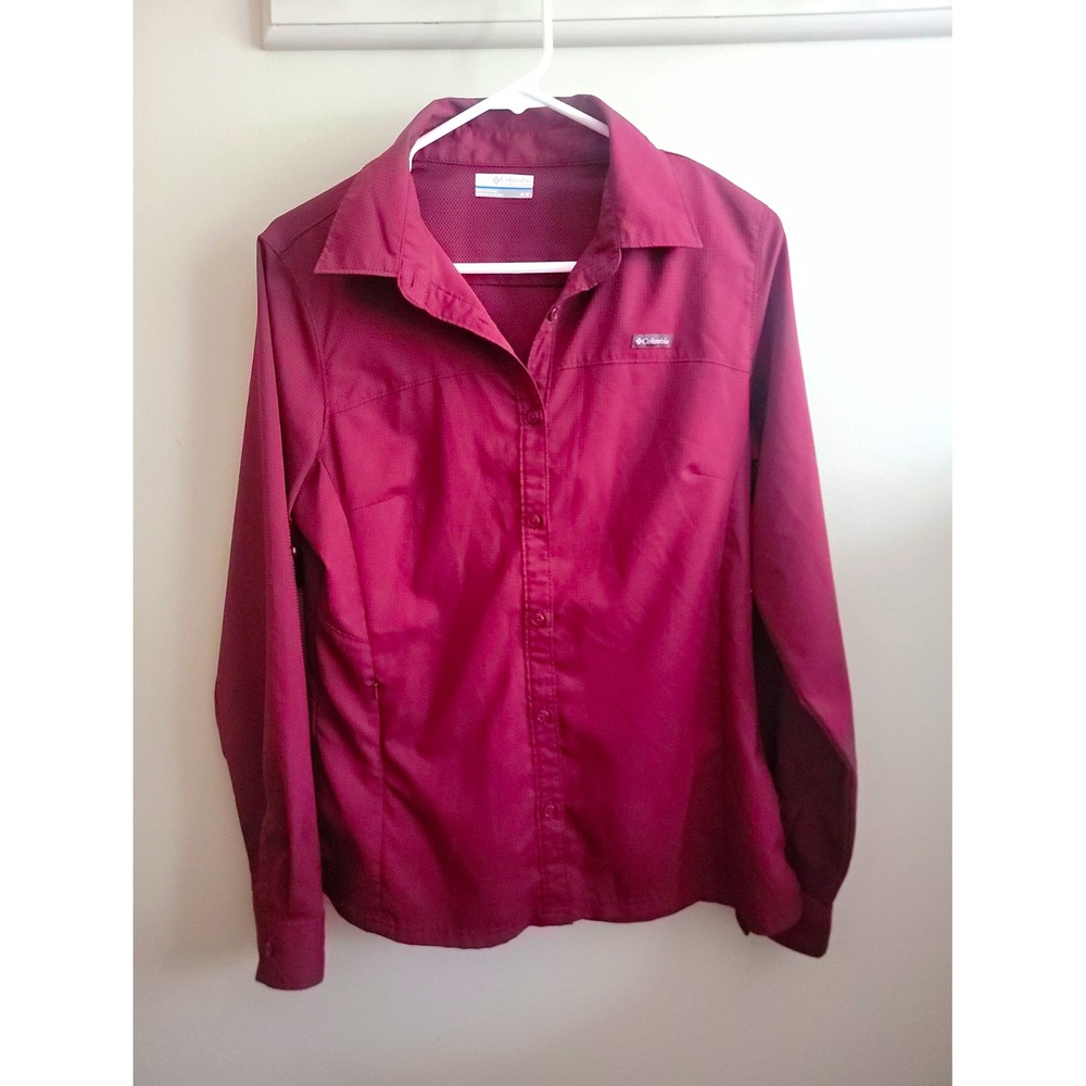 Columbia Women's M SIlver Ridge Utility Maroon L/S Shirt Outdoors Hiking Fishing